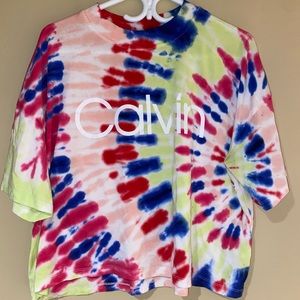 Calvin Klein Performance Tie Dye Cropped Stretch T-Shirt XL